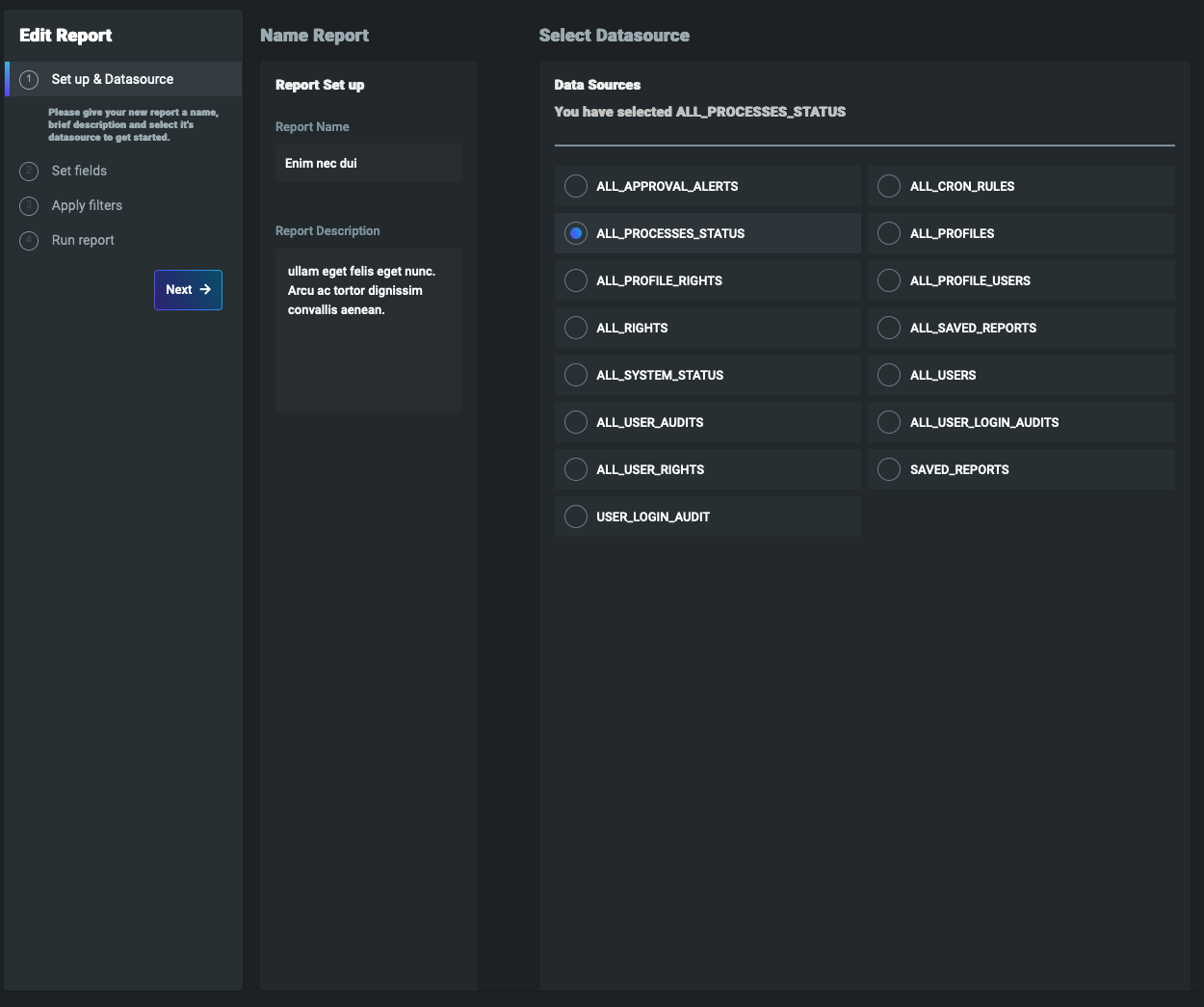 Example showing creating a new report