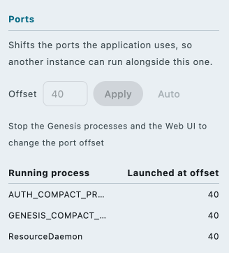 Port offset editor disabled while processes run