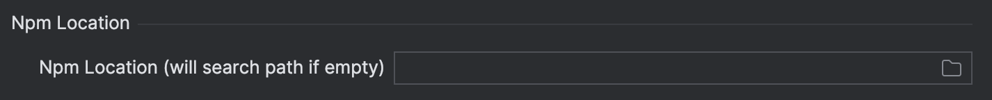 NPM Location in settings